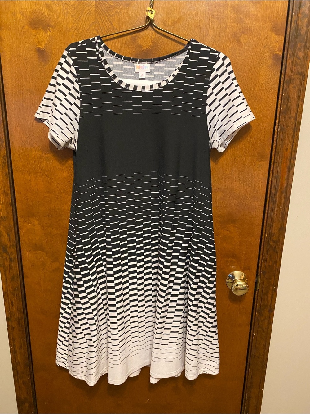 LuLaRoe Black and White Short Sleeve A-Line Dress